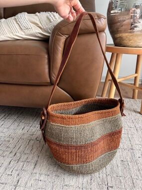 Vintage African Sisal bucket bag